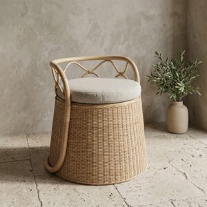 Banqueta em Rattan Natural Claro